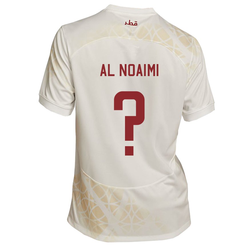 Barn Qatars Mohammad Al Noaimi #0 Gull Beige Bortetrøye Drakt Trøye 22-24 Skjorter T-skjorte