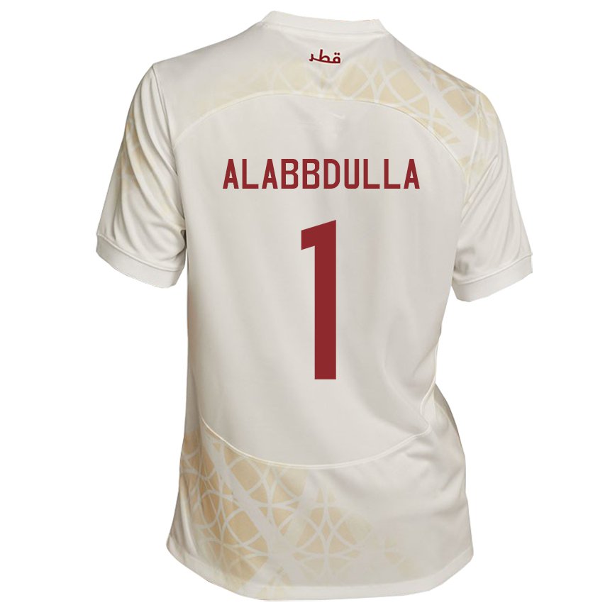 Barn Qatars Latifa Alabbdulla #1 Gull Beige Bortetrøye Drakt Trøye 22-24 Skjorter T-skjorte