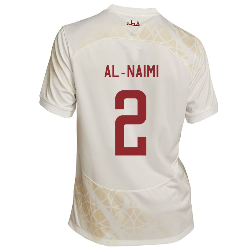 Barn Qatars Amna Al Naimi #2 Gull Beige Bortetrøye Drakt Trøye 22-24 Skjorter T-skjorte