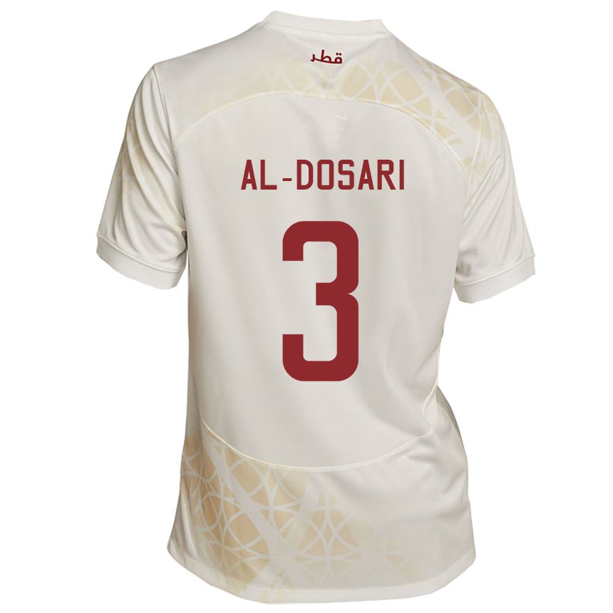 Barn Qatars Dana Al Dosari #3 Gull Beige Bortetrøye Drakt Trøye 22-24 Skjorter T-skjorte