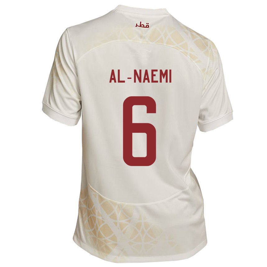Barn Qatars Reem Al Naemi #6 Gull Beige Bortetrøye Drakt Trøye 22-24 Skjorter T-skjorte