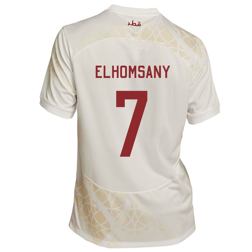 Barn Qatars Yasmeen Elhomsany #7 Gull Beige Bortetrøye Drakt Trøye 22-24 Skjorter T-skjorte