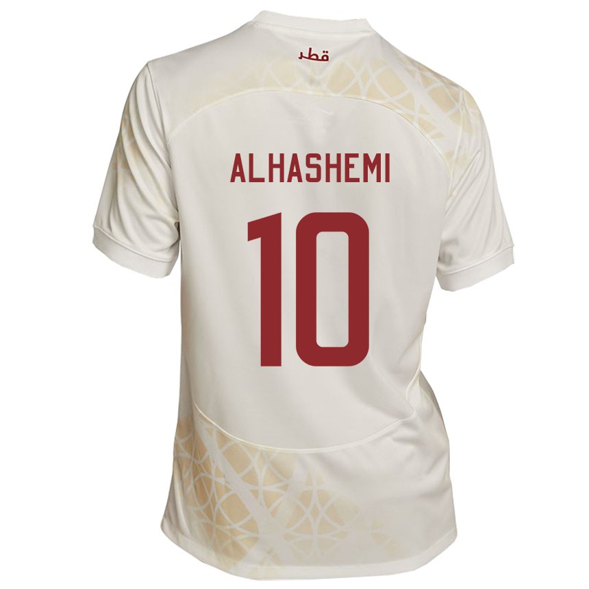 Barn Qatars Suaad Alhashemi #10 Gull Beige Bortetrøye Drakt Trøye 22-24 Skjorter T-skjorte