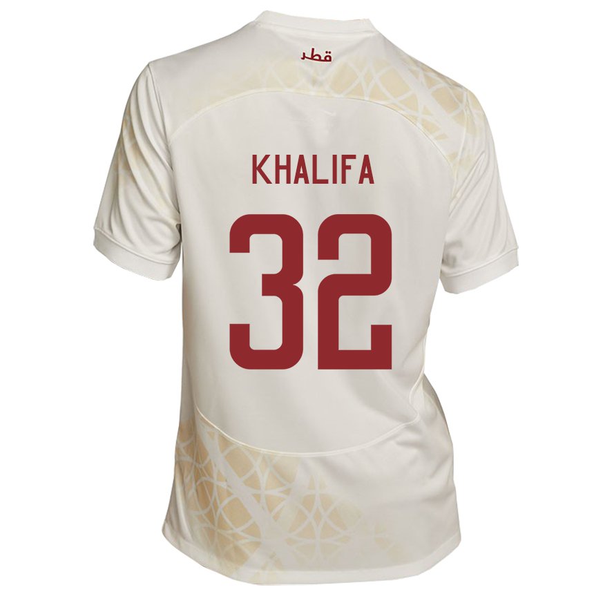 Barn Qatars Duana Khalifa #32 Gull Beige Bortetrøye Drakt Trøye 22-24 Skjorter T-skjorte