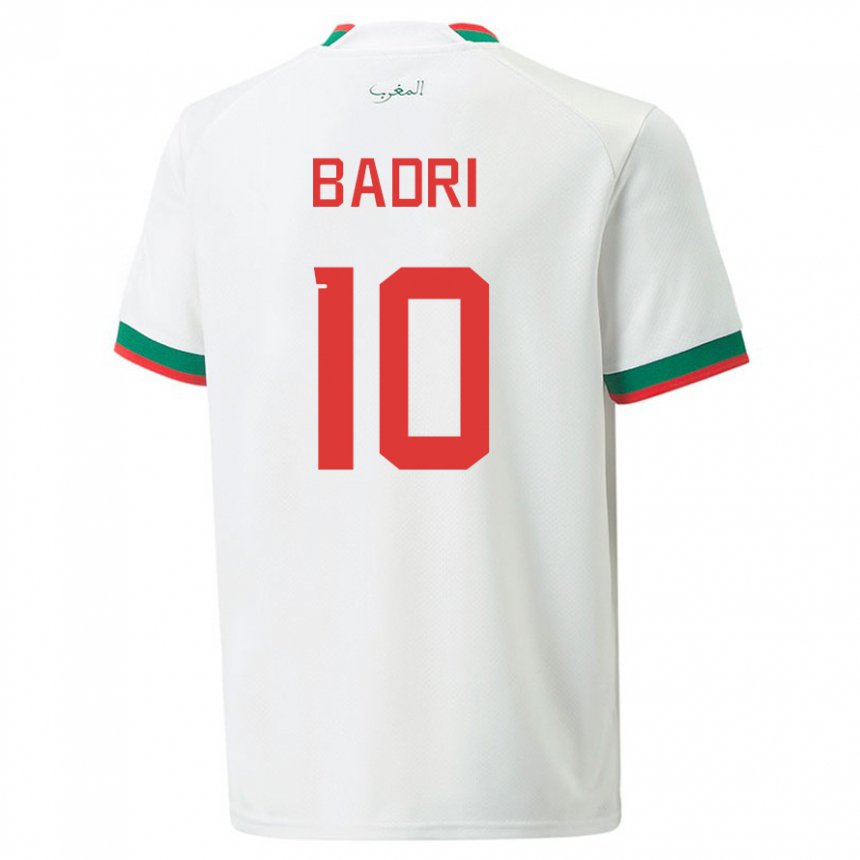 Barn Marokkos Najat Badri #10 Hvit Bortetrøye Drakt Trøye 22-24 Skjorter T-skjorte