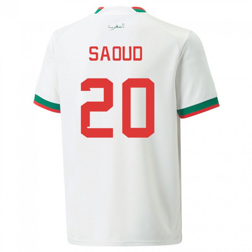 Barn Marokkos Imane Saoud #20 Hvit Bortetrøye Drakt Trøye 22-24 Skjorter T-skjorte