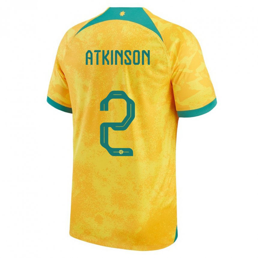 Mann Australias Nathaniel Atkinson #2 Gylden Hjemmetrøye Drakt Trøye 22-24 Skjorter T-skjorte