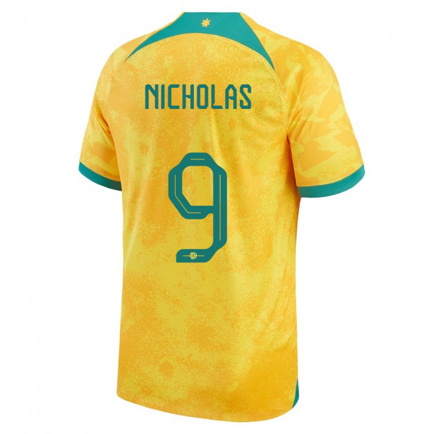 Mann Australias Nicholas Dagostino #9 Gylden Hjemmetrøye Drakt Trøye 22-24 Skjorter T-skjorte