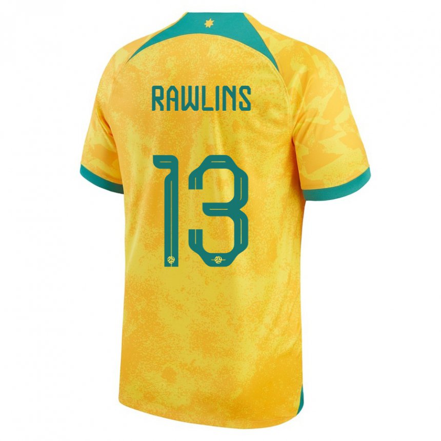 Mann Australias Joshua Rawlins #13 Gylden Hjemmetrøye Drakt Trøye 22-24 Skjorter T-skjorte