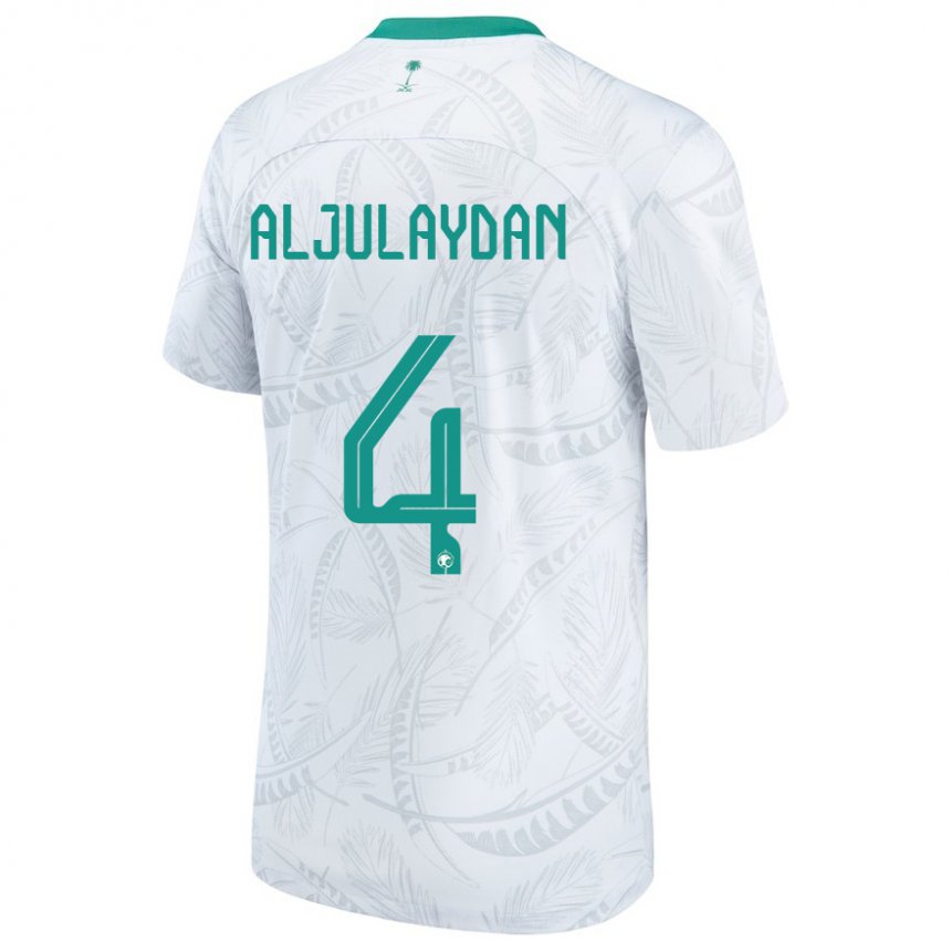 Mann Saudi-arabias Ahmed Aljulaydan #4 Hvit Hjemmetrøye Drakt Trøye 22-24 Skjorter T-skjorte
