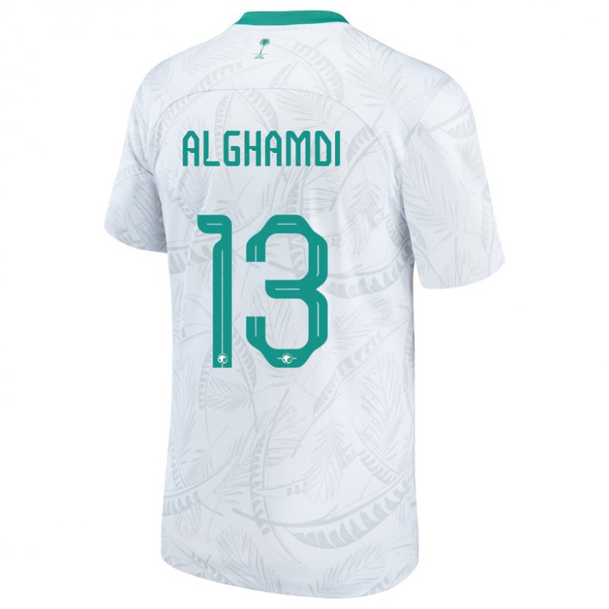 Mann Saudi-arabias Hazzaa Alghamdi #13 Hvit Hjemmetrøye Drakt Trøye 22-24 Skjorter T-skjorte