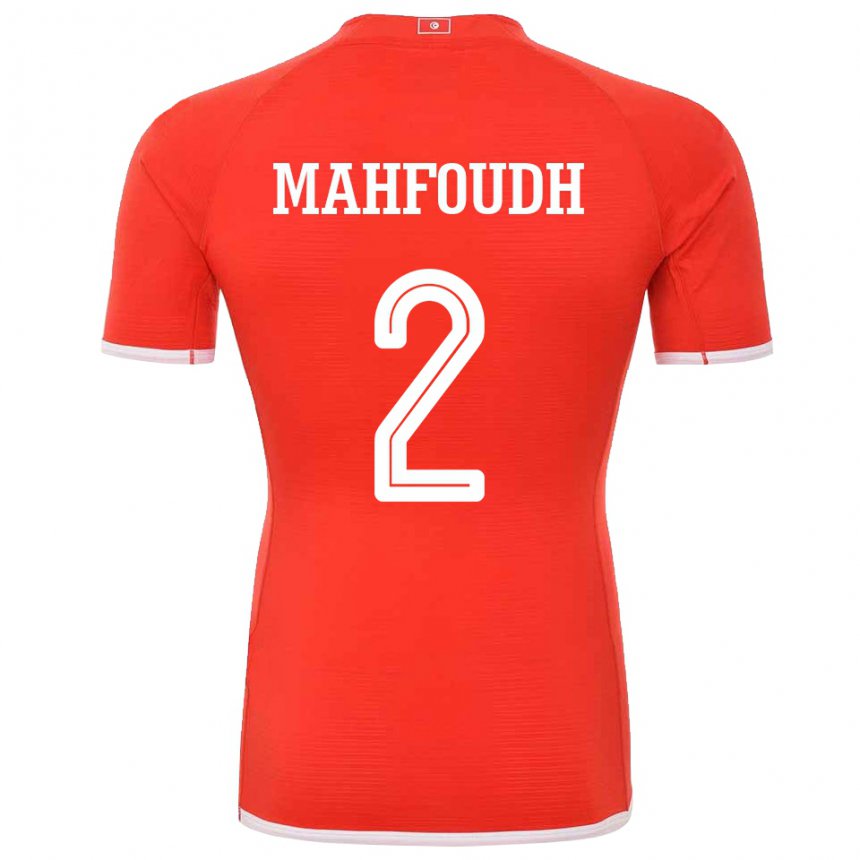 Mann Tunisias Dhikra Mahfoudh #2 Rød Hjemmetrøye Drakt Trøye 22-24 Skjorter T-skjorte