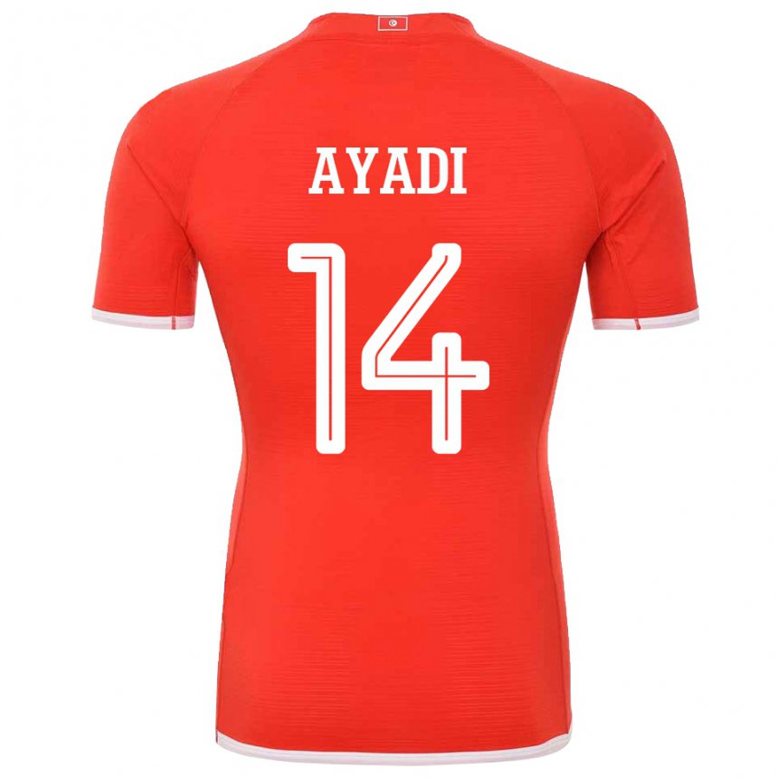 Mann Tunisias Ghada Ayadi #14 Rød Hjemmetrøye Drakt Trøye 22-24 Skjorter T-skjorte