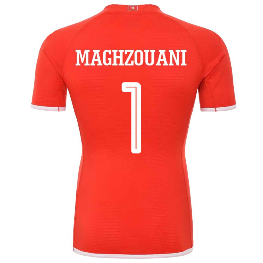 Mann Tunisias Wassim Maghzouani #1 Rød Hjemmetrøye Drakt Trøye 22-24 Skjorter T-skjorte