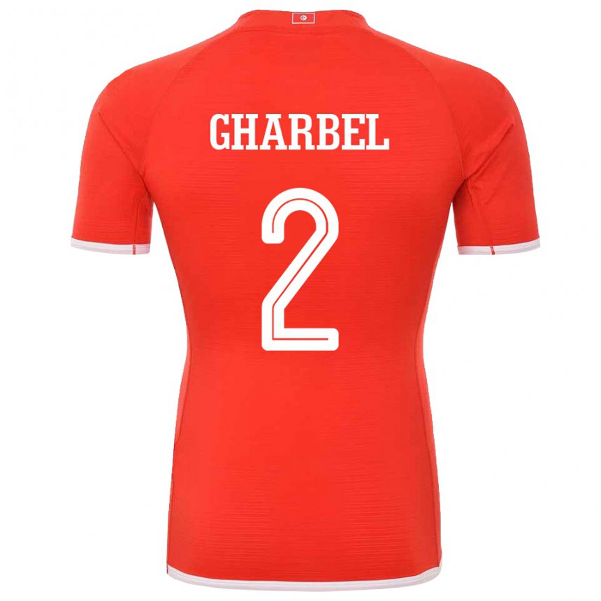 Mann Tunisias Mahmoud Gharbel #2 Rød Hjemmetrøye Drakt Trøye 22-24 Skjorter T-skjorte