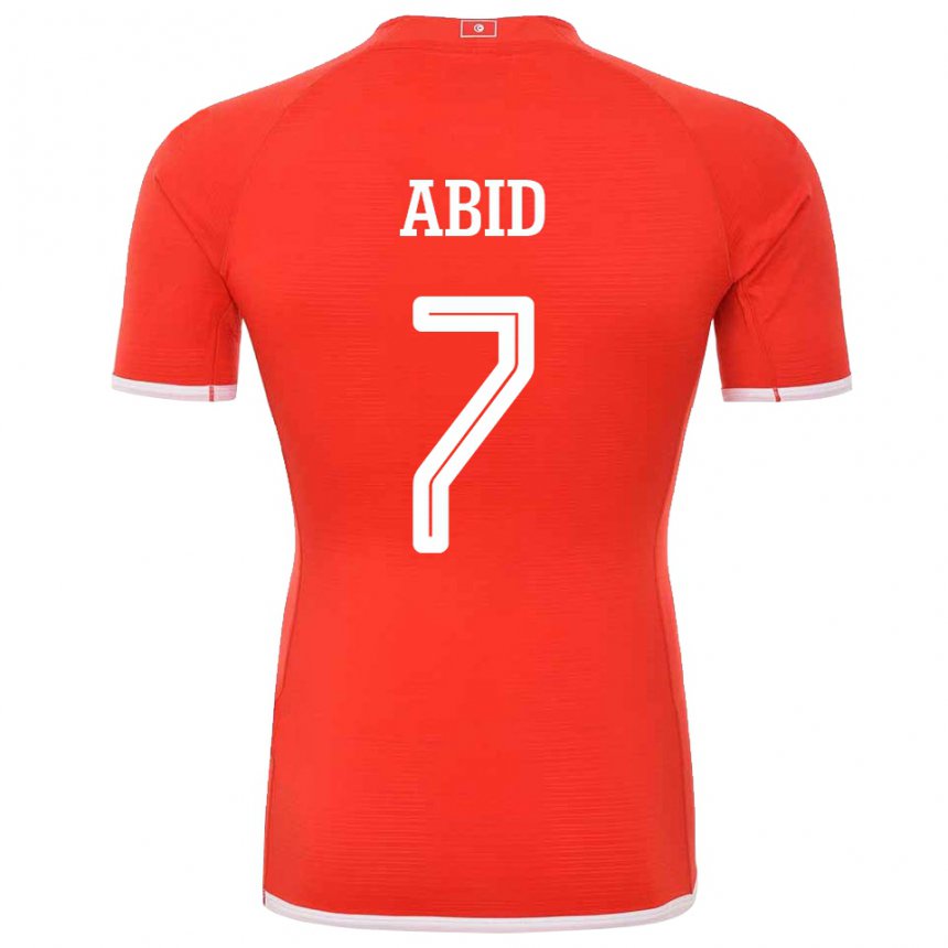 Mann Tunisias Aziz Abid #7 Rød Hjemmetrøye Drakt Trøye 22-24 Skjorter T-skjorte