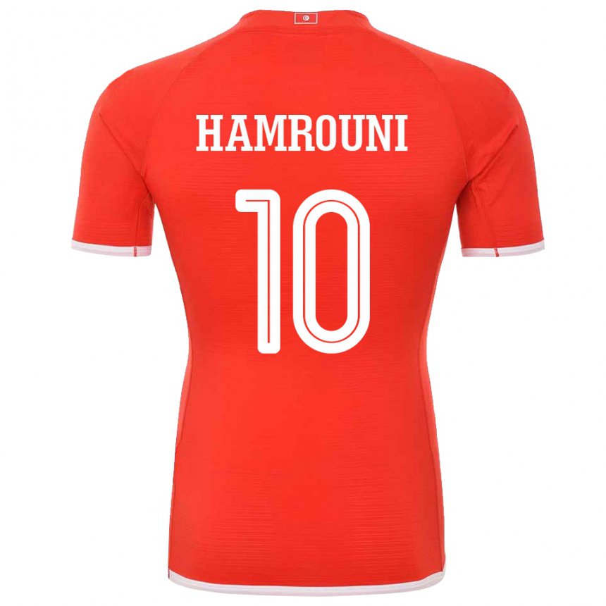 Mann Tunisias Rayen Hamrouni #10 Rød Hjemmetrøye Drakt Trøye 22-24 Skjorter T-skjorte