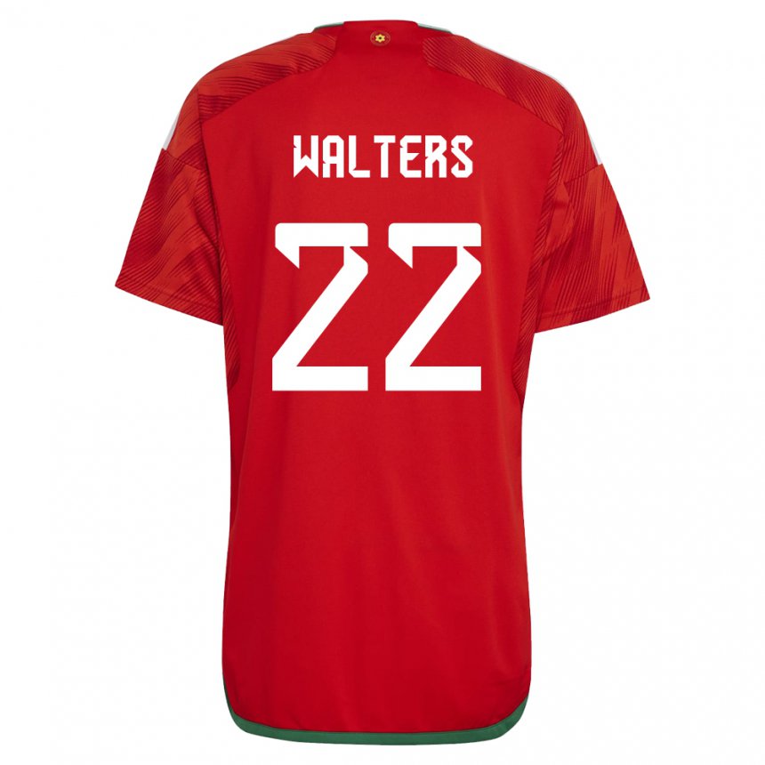 Mann Wales Georgia Walters #22 Rød Hjemmetrøye Drakt Trøye 22-24 Skjorter T-skjorte