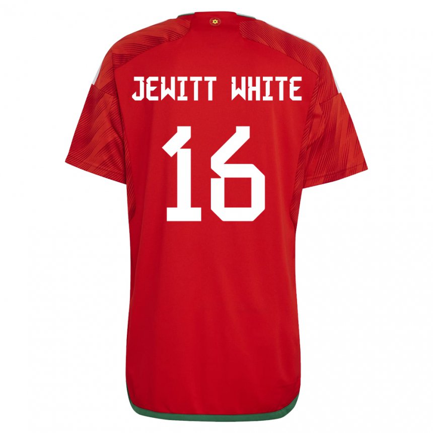 Mann Wales Harry Jewitt White #16 Rød Hjemmetrøye Drakt Trøye 22-24 Skjorter T-skjorte