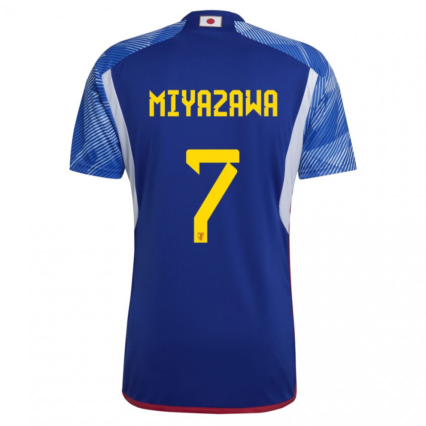 Mann Japans Hinata Miyazawa #7 Kongeblå Hjemmetrøye Drakt Trøye 22-24 Skjorter T-skjorte