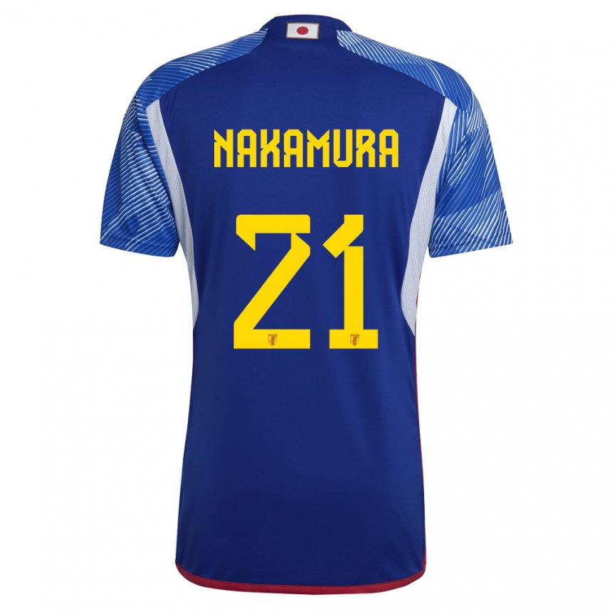 Mann Japans Jiro Nakamura #21 Kongeblå Hjemmetrøye Drakt Trøye 22-24 Skjorter T-skjorte