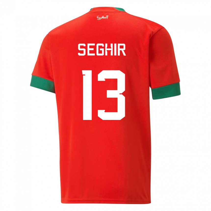 Mann Marokkos Sabah Seghir #13 Rød Hjemmetrøye Drakt Trøye 22-24 Skjorter T-skjorte