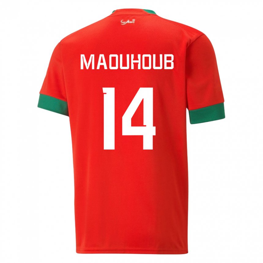 Mann Marokkos El Mehdi Maouhoub #14 Rød Hjemmetrøye Drakt Trøye 22-24 Skjorter T-skjorte