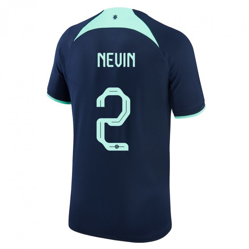 Mann Australias Courtney Nevin #2 Mørke Blå Bortetrøye Drakt Trøye 22-24 Skjorter T-skjorte