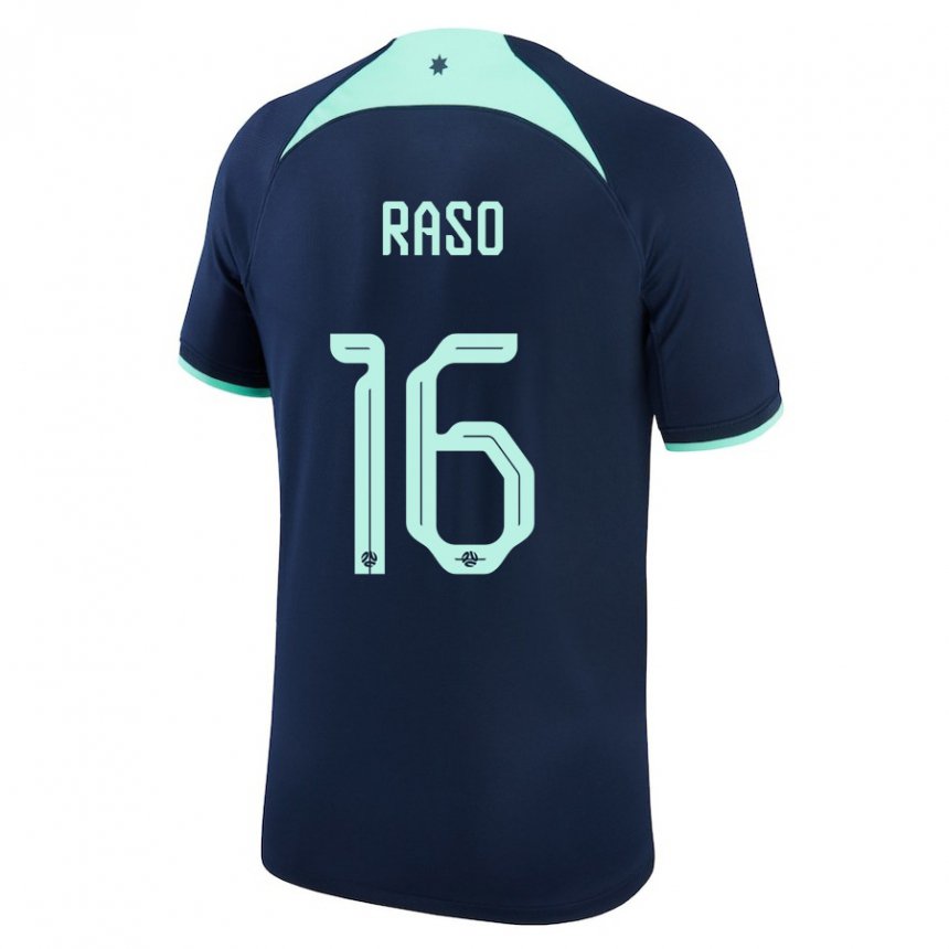 Mann Australias Hayley Raso #16 Mørke Blå Bortetrøye Drakt Trøye 22-24 Skjorter T-skjorte