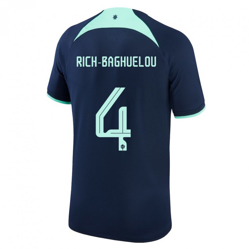 Mann Australias Jay Rich Baghuelou #4 Mørke Blå Bortetrøye Drakt Trøye 22-24 Skjorter T-skjorte