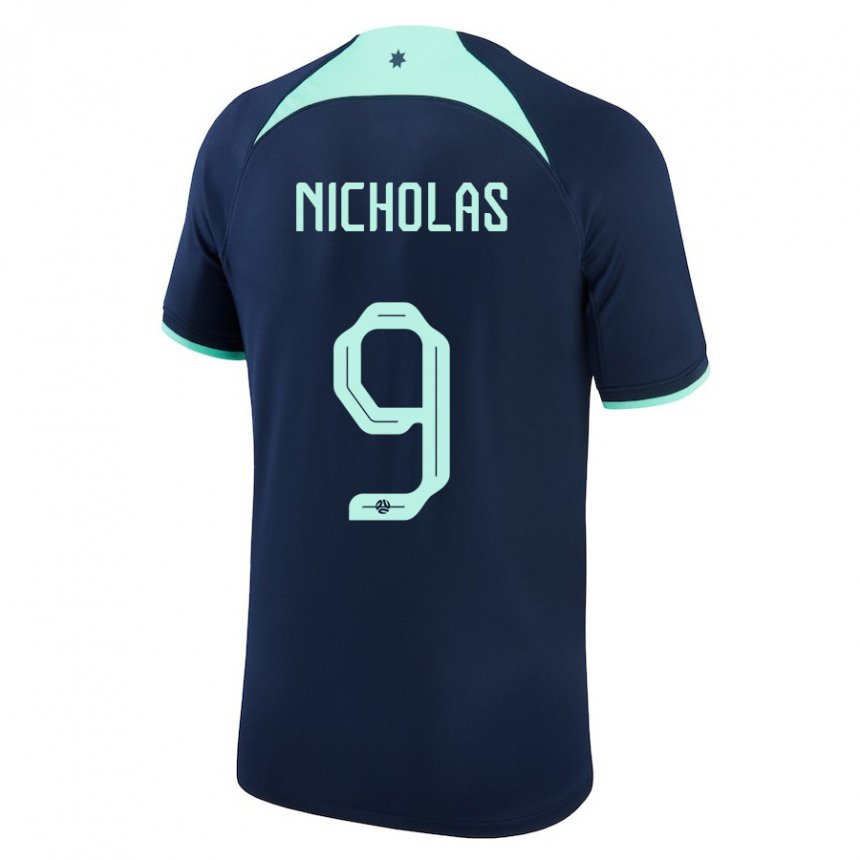 Mann Australias Nicholas Dagostino #9 Mørke Blå Bortetrøye Drakt Trøye 22-24 Skjorter T-skjorte