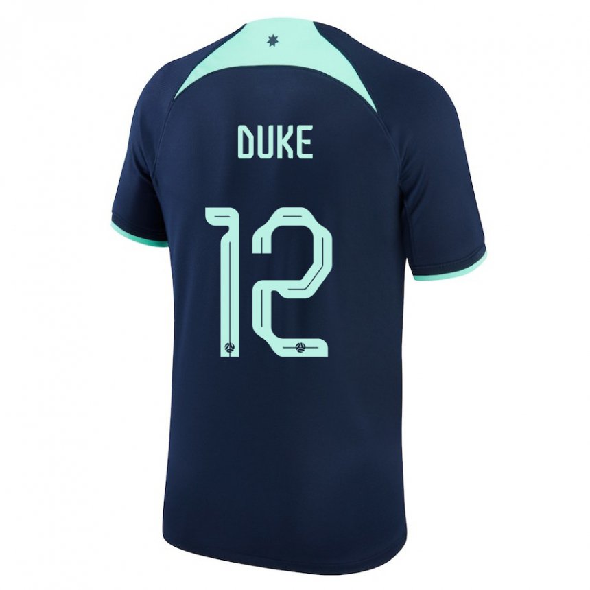 Mann Australias Mitch Duke #12 Mørke Blå Bortetrøye Drakt Trøye 22-24 Skjorter T-skjorte