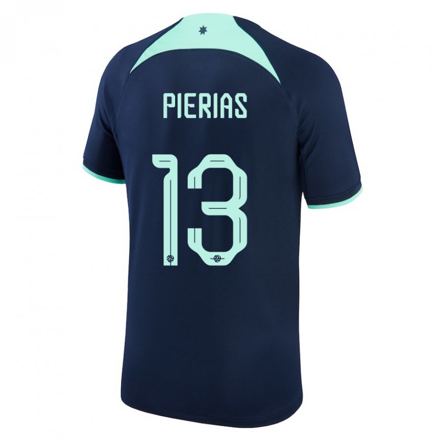 Mann Australias Dylan Pierias #13 Mørke Blå Bortetrøye Drakt Trøye 22-24 Skjorter T-skjorte