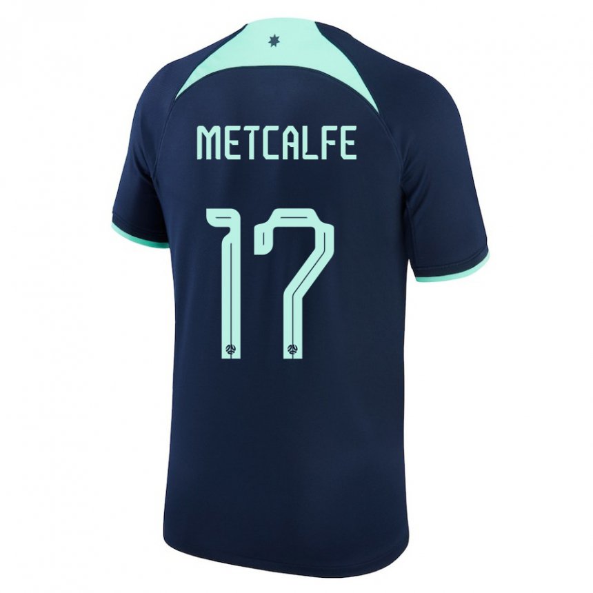 Mann Australias Conor Metcalfe #17 Mørke Blå Bortetrøye Drakt Trøye 22-24 Skjorter T-skjorte