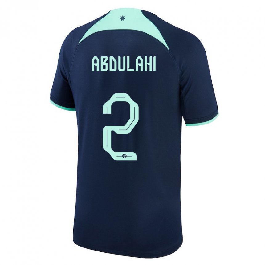 Mann Australias Idrus Abdulahi #2 Mørke Blå Bortetrøye Drakt Trøye 22-24 Skjorter T-skjorte