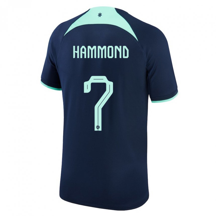 Mann Australias Tristan Hammond #7 Mørke Blå Bortetrøye Drakt Trøye 22-24 Skjorter T-skjorte