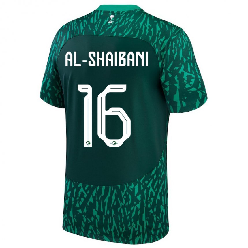 Mann Saudi-arabias Asrar Al Shaibani #16 Dark Grønn Bortetrøye Drakt Trøye 22-24 Skjorter T-skjorte