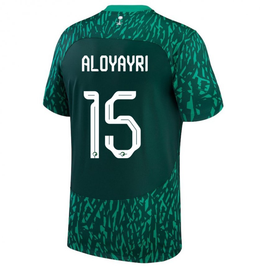 Mann Saudi-arabias Abdulmalik Aloyayri #15 Dark Grønn Bortetrøye Drakt Trøye 22-24 Skjorter T-skjorte