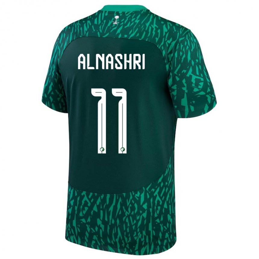 Mann Saudi-arabias Awad Alnashri #11 Dark Grønn Bortetrøye Drakt Trøye 22-24 Skjorter T-skjorte