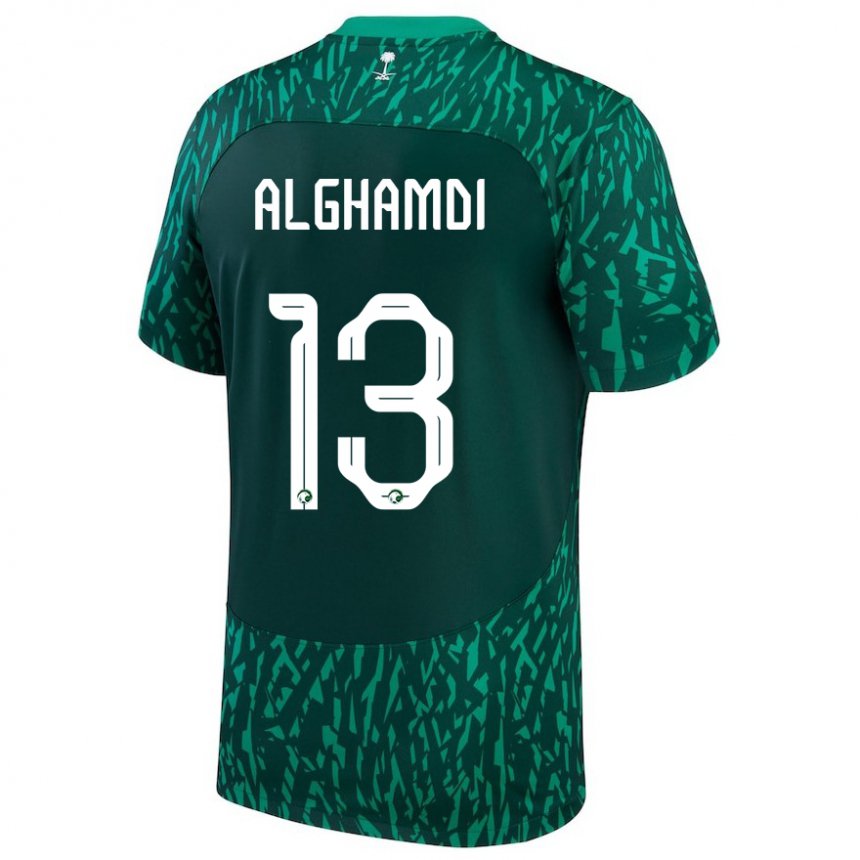 Mann Saudi-arabias Hazzaa Alghamdi #13 Dark Grønn Bortetrøye Drakt Trøye 22-24 Skjorter T-skjorte