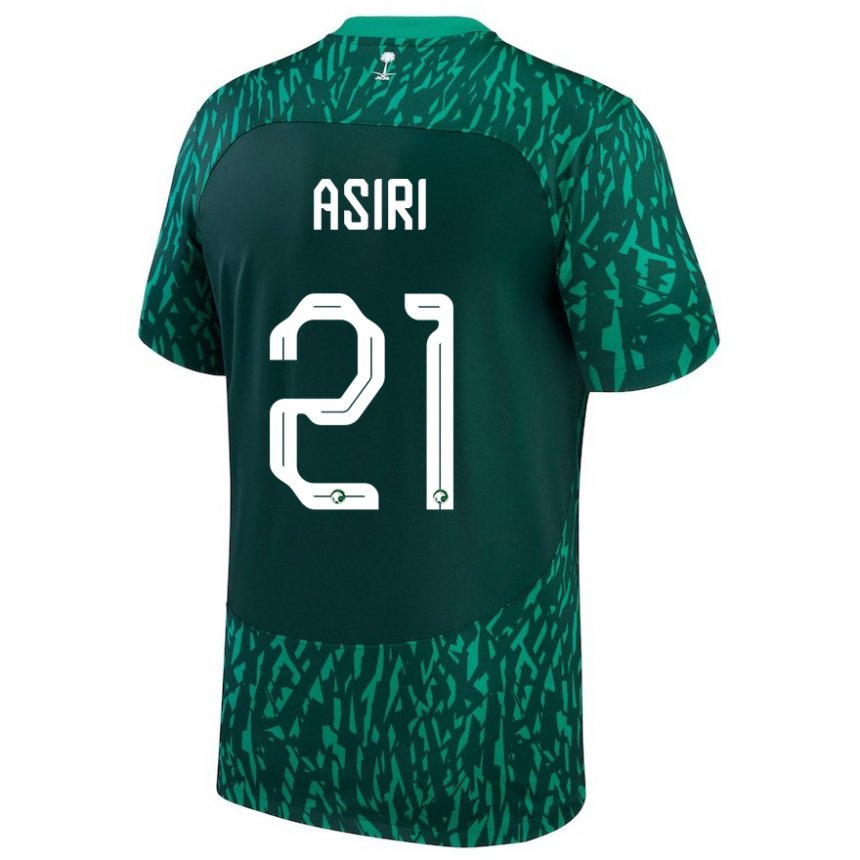 Mann Saudi-arabias Haitham Asiri #21 Dark Grønn Bortetrøye Drakt Trøye 22-24 Skjorter T-skjorte