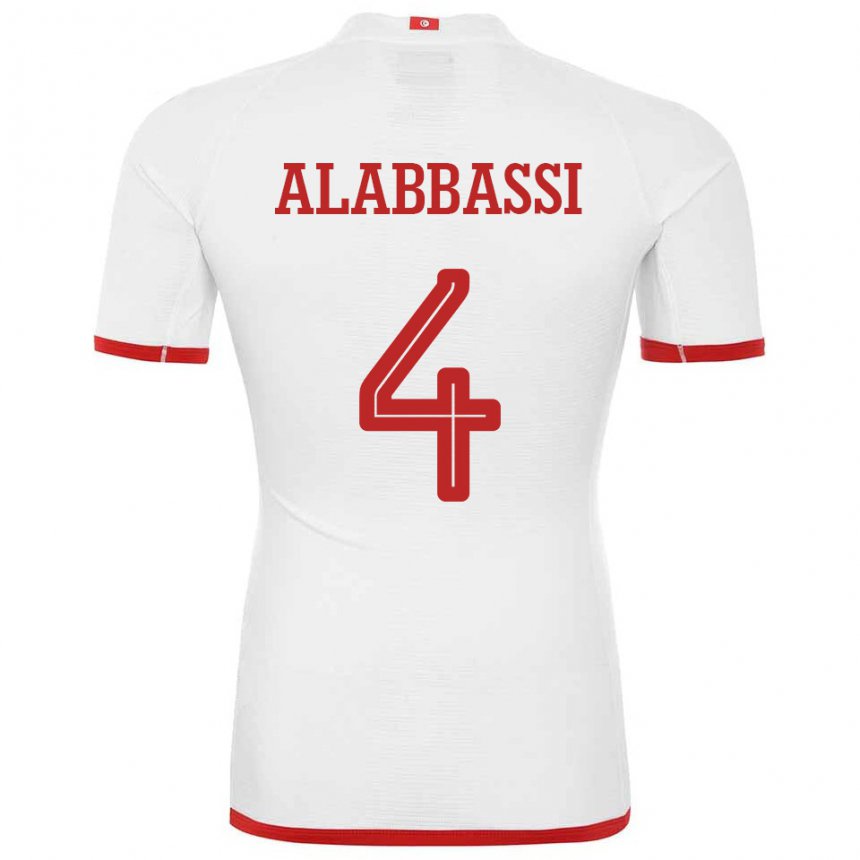 Mann Tunisias Chaima Alabbassi #4 Hvit Bortetrøye Drakt Trøye 22-24 Skjorter T-skjorte
