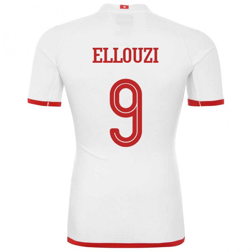Mann Tunisias Sabrine Ellouzi #9 Hvit Bortetrøye Drakt Trøye 22-24 Skjorter T-skjorte