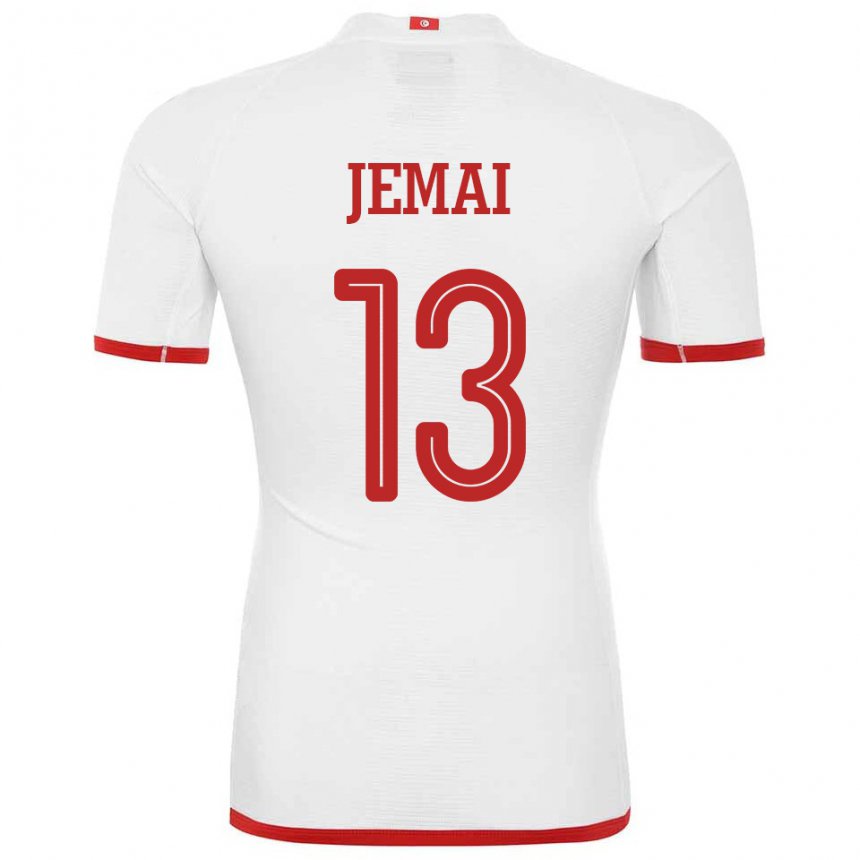 Mann Tunisias Yasmine Jemai #13 Hvit Bortetrøye Drakt Trøye 22-24 Skjorter T-skjorte