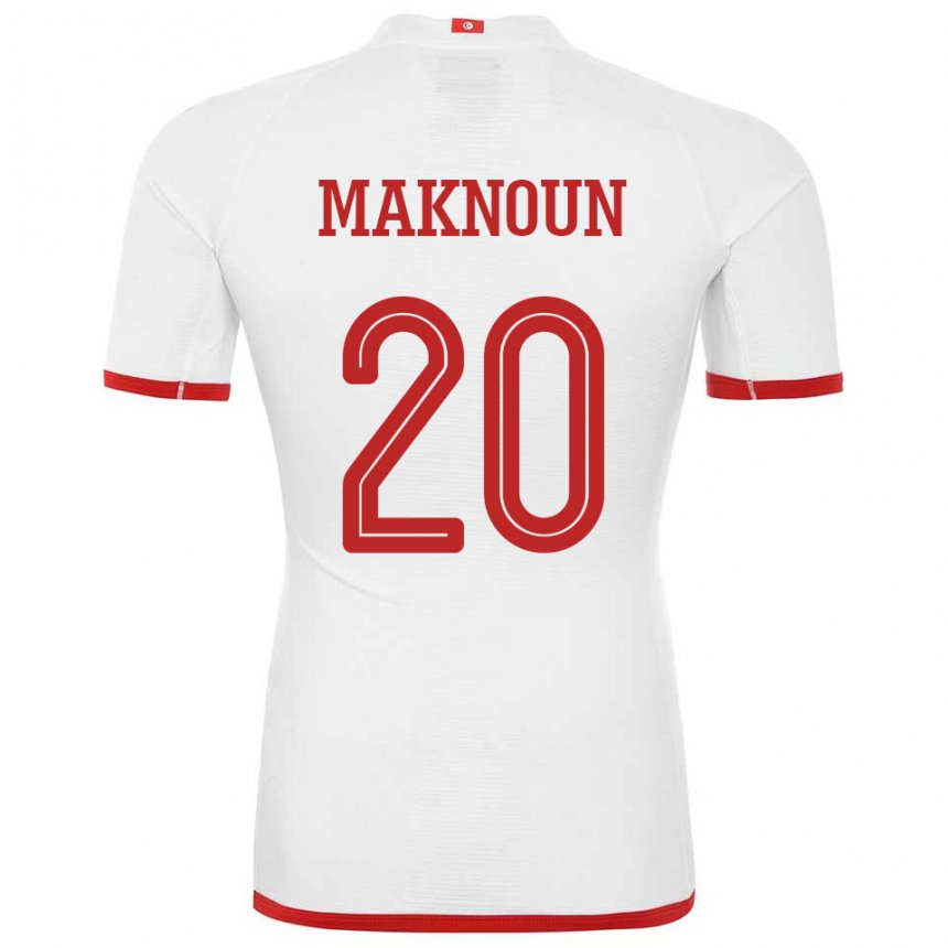 Mann Tunisias Leila Maknoun #20 Hvit Bortetrøye Drakt Trøye 22-24 Skjorter T-skjorte
