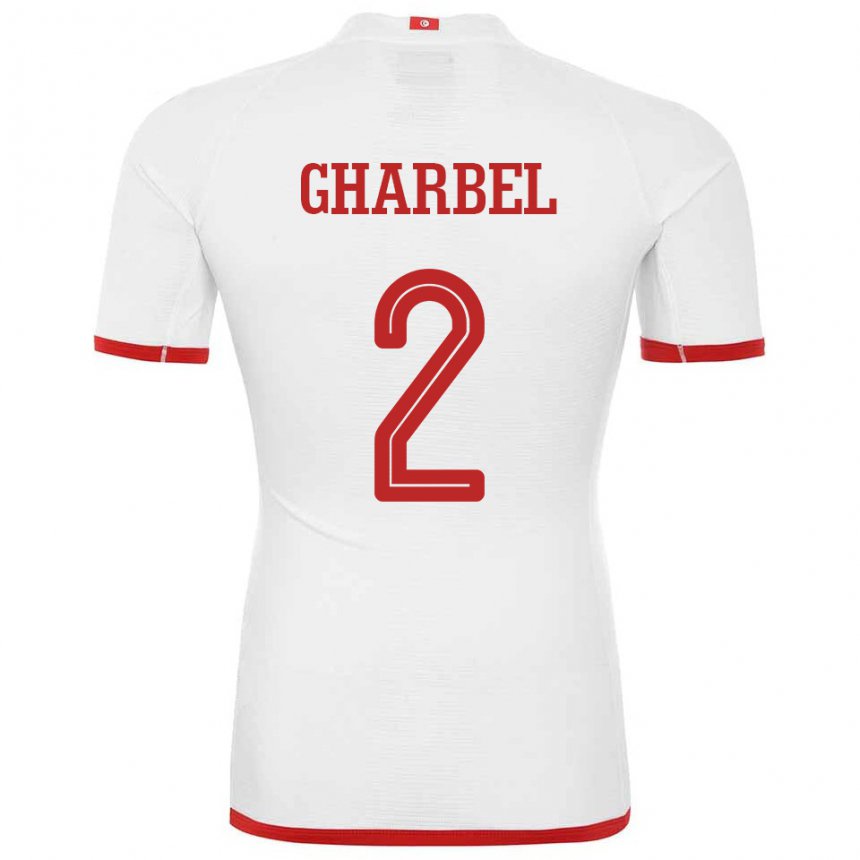 Mann Tunisias Mahmoud Gharbel #2 Hvit Bortetrøye Drakt Trøye 22-24 Skjorter T-skjorte