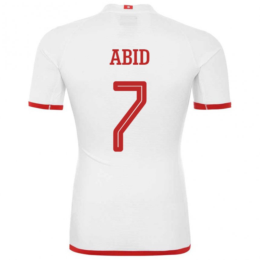 Mann Tunisias Aziz Abid #7 Hvit Bortetrøye Drakt Trøye 22-24 Skjorter T-skjorte
