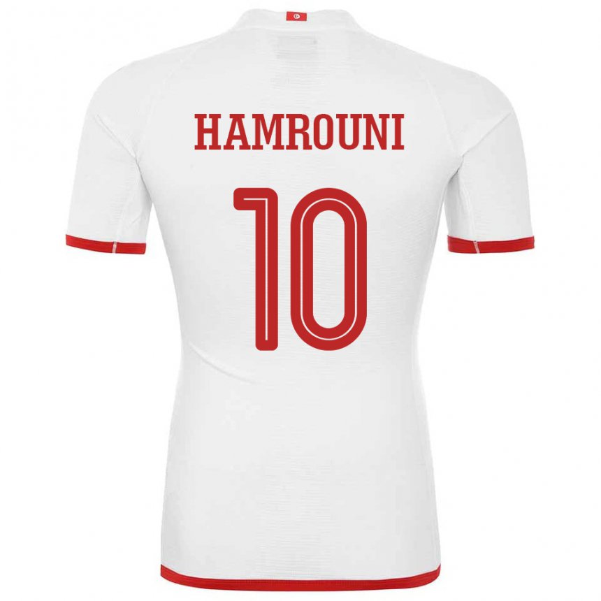 Mann Tunisias Rayen Hamrouni #10 Hvit Bortetrøye Drakt Trøye 22-24 Skjorter T-skjorte