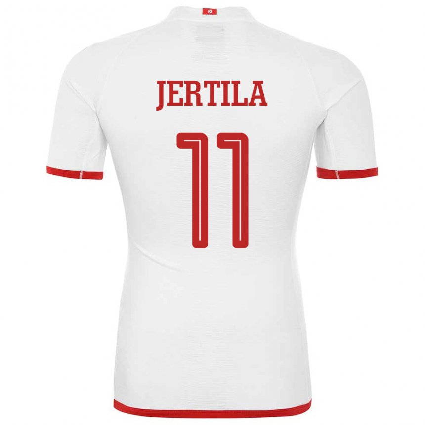 Mann Tunisias Hedi Jertila #11 Hvit Bortetrøye Drakt Trøye 22-24 Skjorter T-skjorte