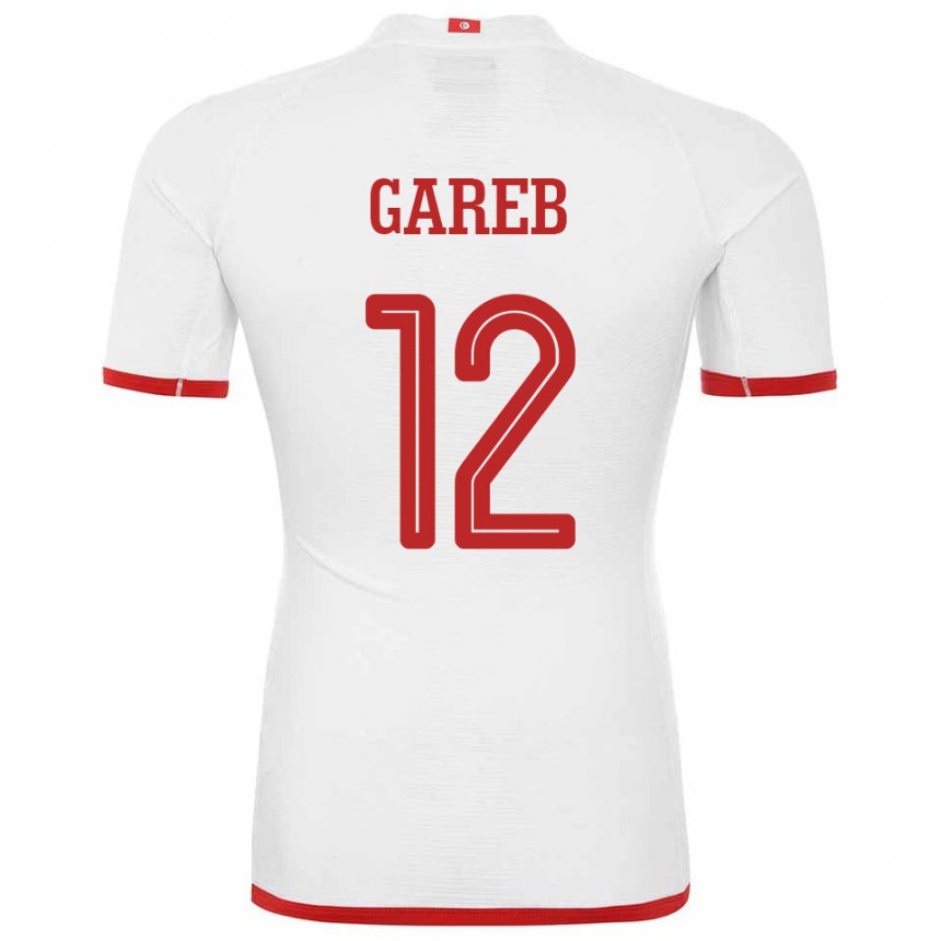 Mann Tunisias Adem Gareb #12 Hvit Bortetrøye Drakt Trøye 22-24 Skjorter T-skjorte